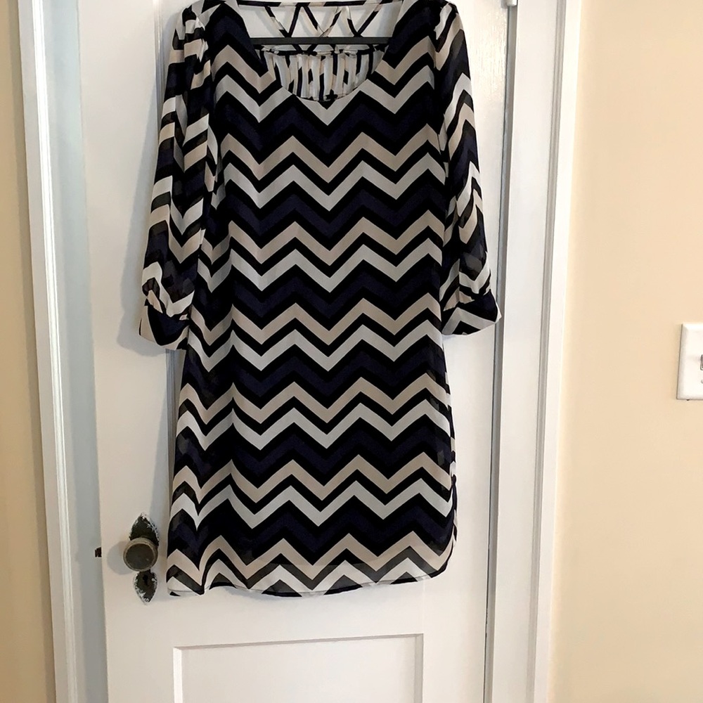 Want and Need long sleeve sheer shift dress Size L